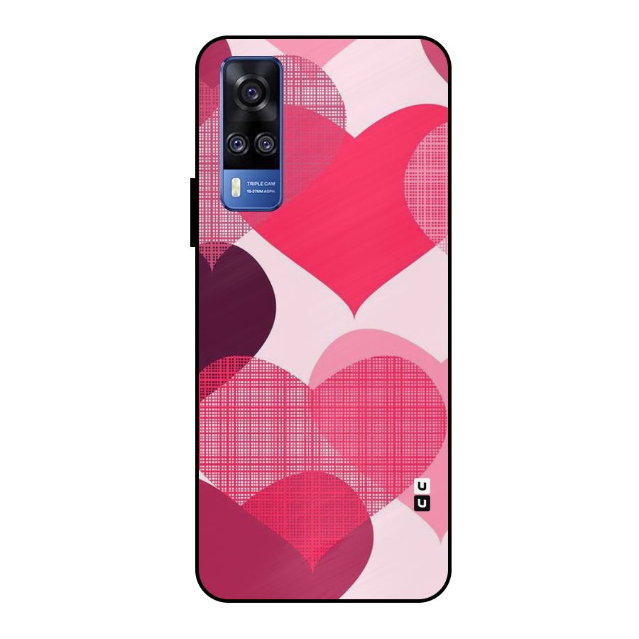 Check Pink Hearts Metal Back Case for Vivo Y51