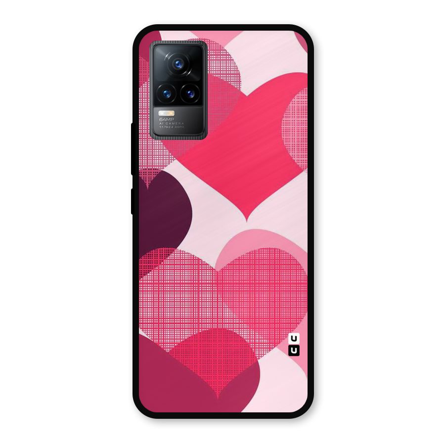Check Pink Hearts Metal Back Case for Vivo Y73