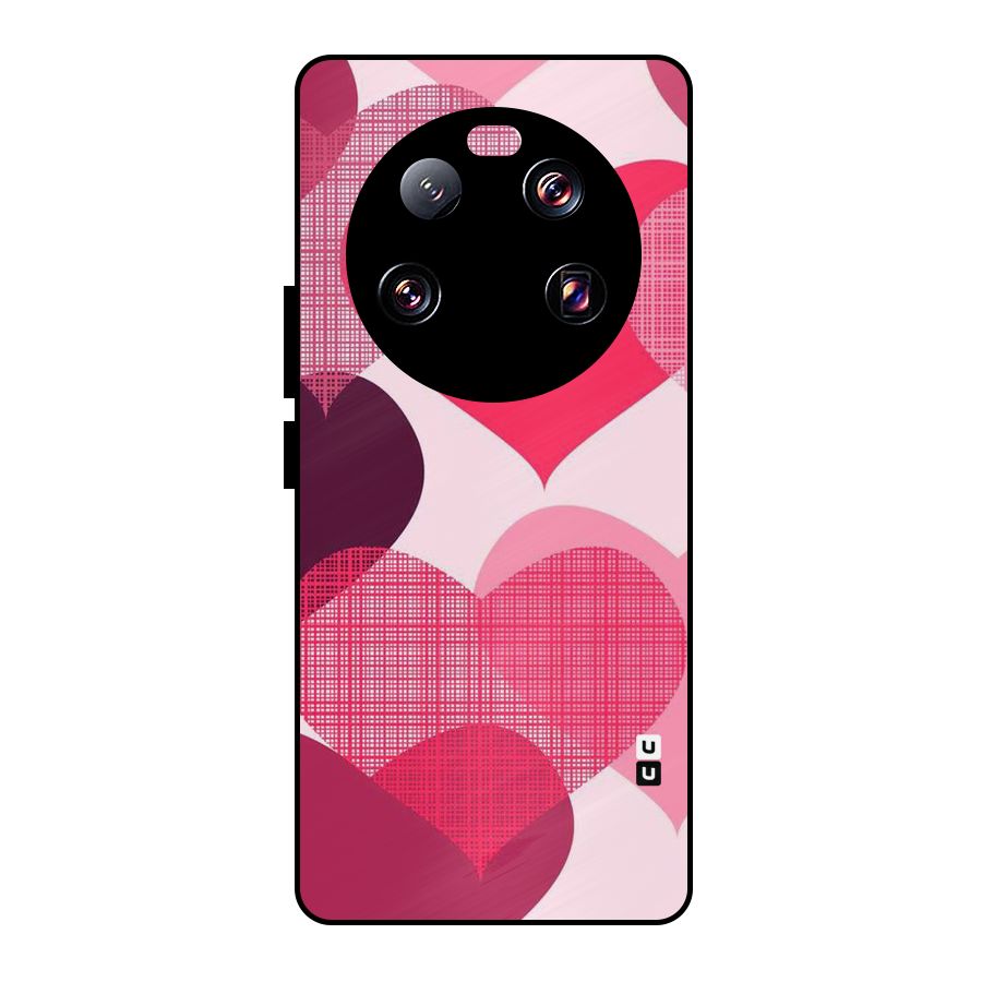 Check Pink Hearts Metal Back Case for Xiaomi 13 Ultra