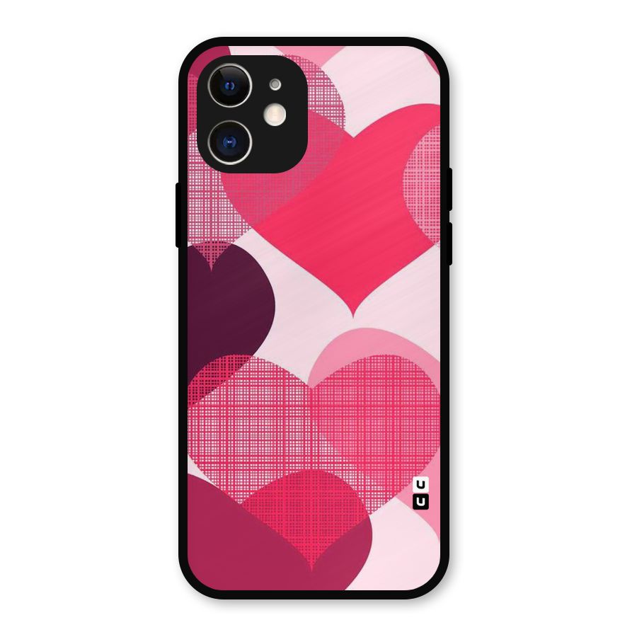 Check Pink Hearts Metal Back Case for iPhone 12