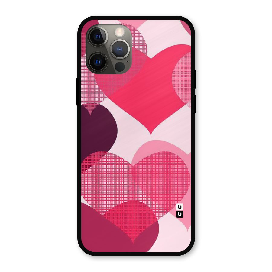 Check Pink Hearts Metal Back Case for iPhone 12 Pro
