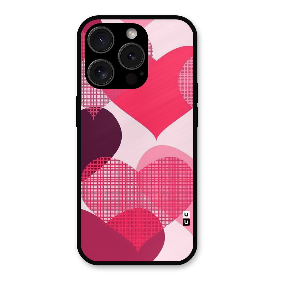 Check Pink Hearts Metal Back Case for iPhone 15 Pro