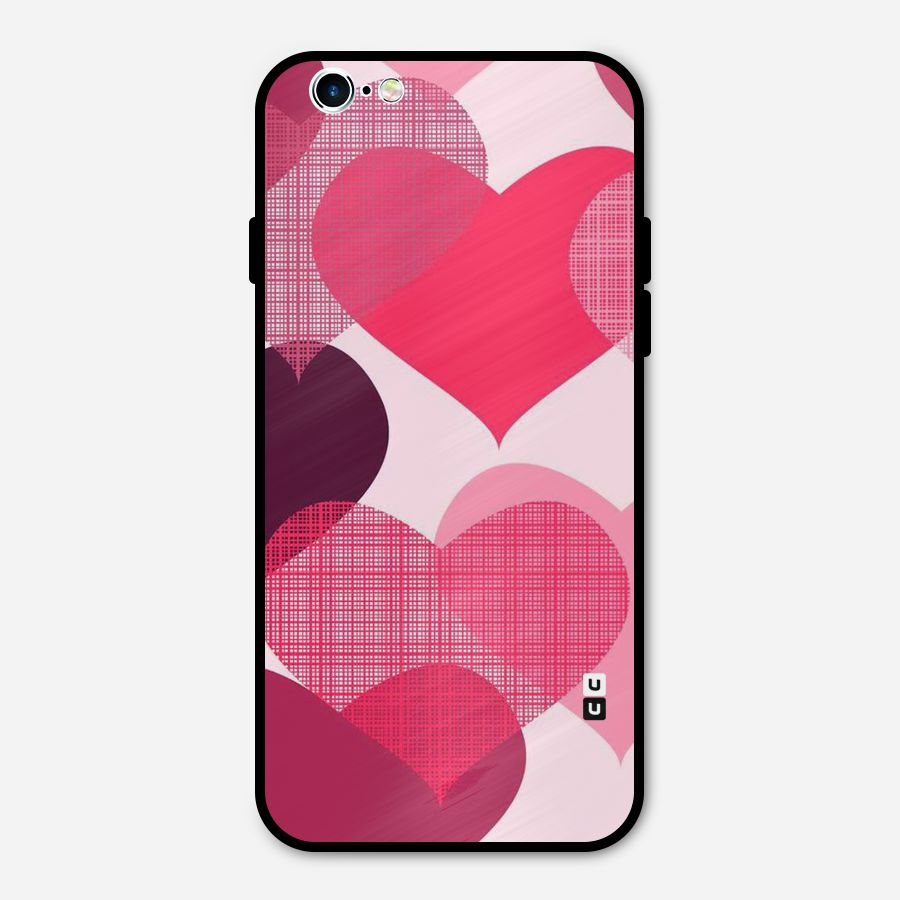 Check Pink Hearts Metal Back Case for iPhone 6 6s