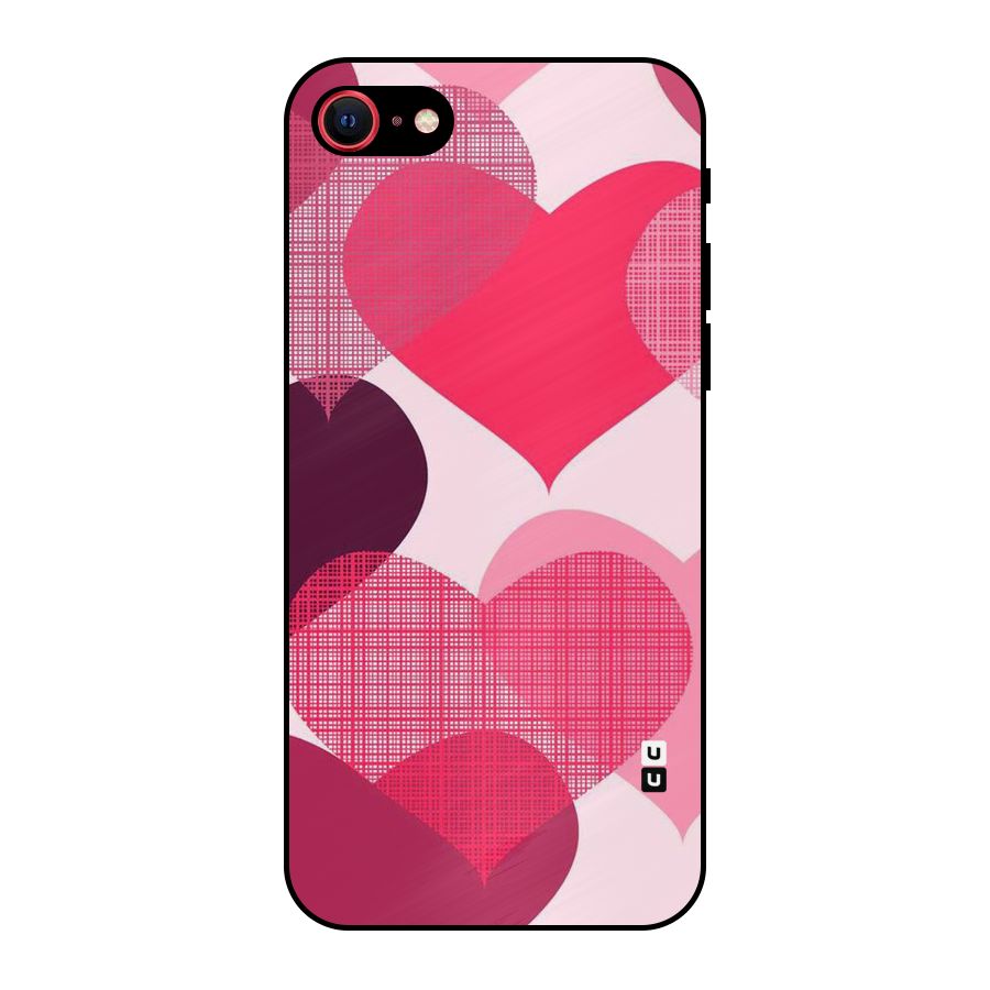 Check Pink Hearts Metal Back Case for iPhone SE 2022