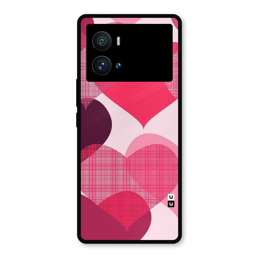 Check Pink Hearts Metal Back Case for iQOO 9 Pro