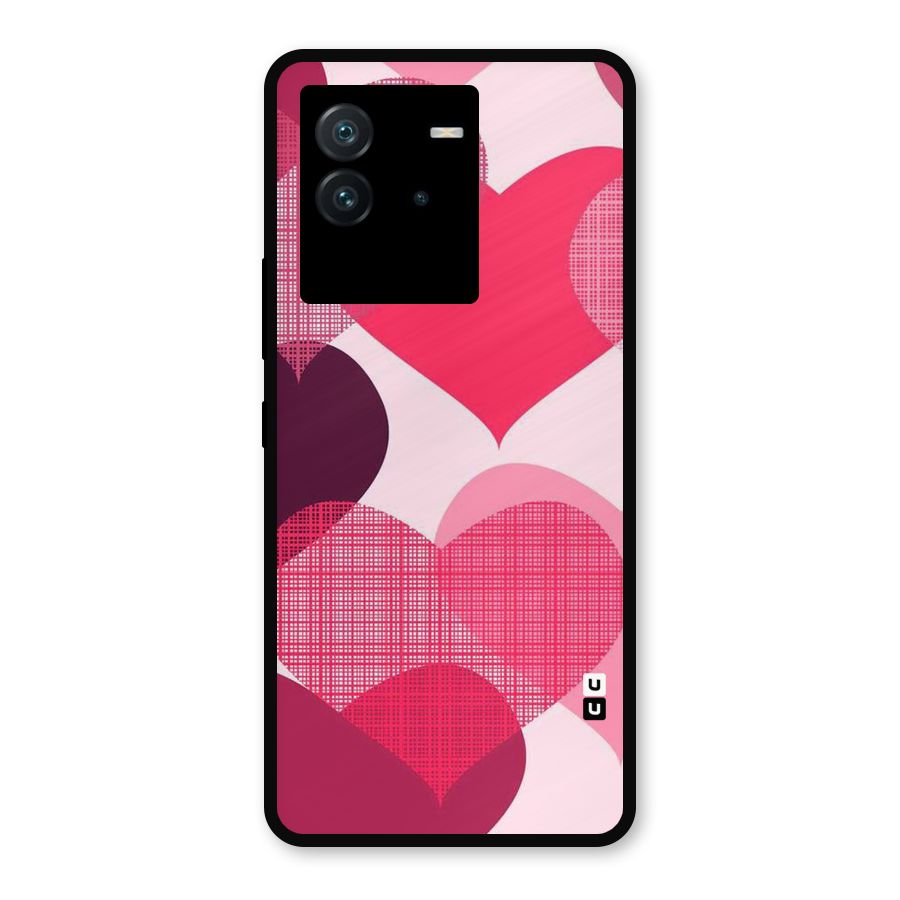 Check Pink Hearts Metal Back Case for iQOO Neo 6 5G