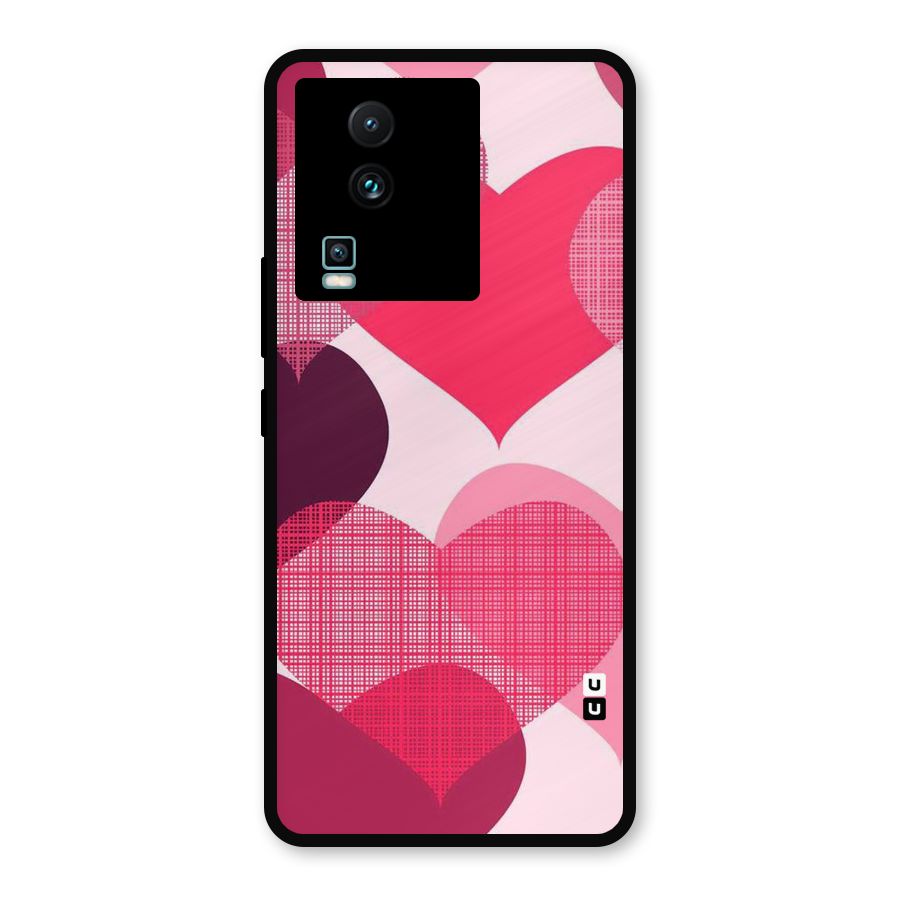 Check Pink Hearts Metal Back Case for iQOO Neo 7