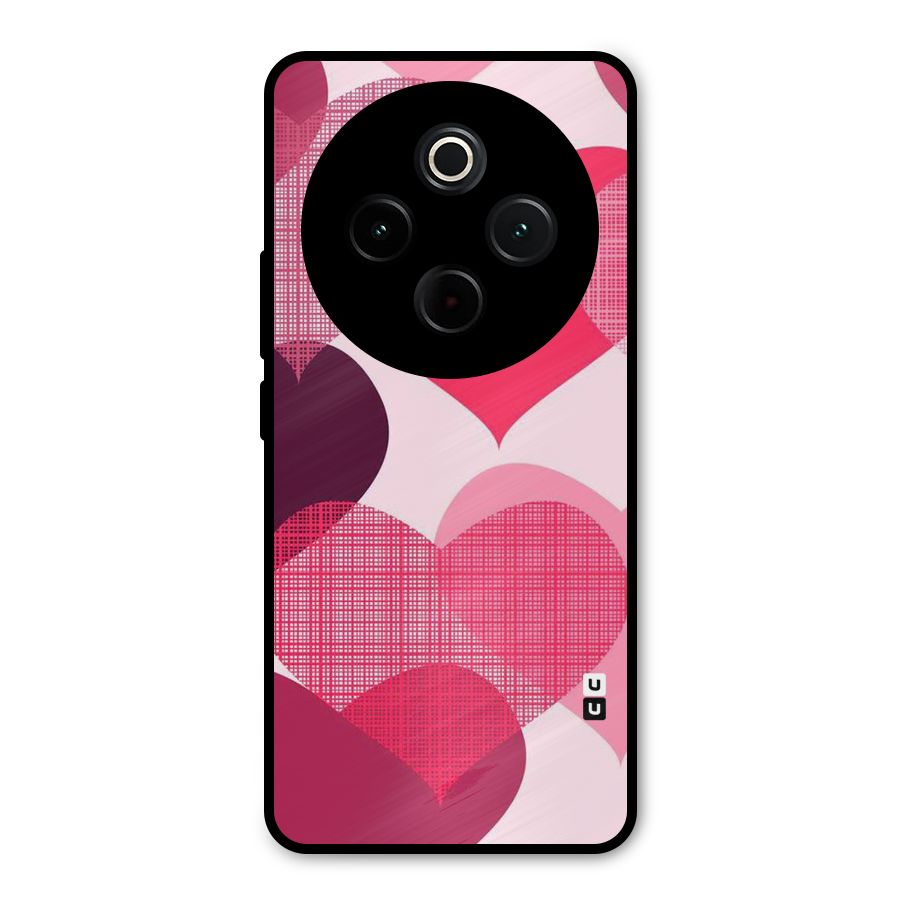 Check Pink Hearts Metal Back Case for iQOO Z10