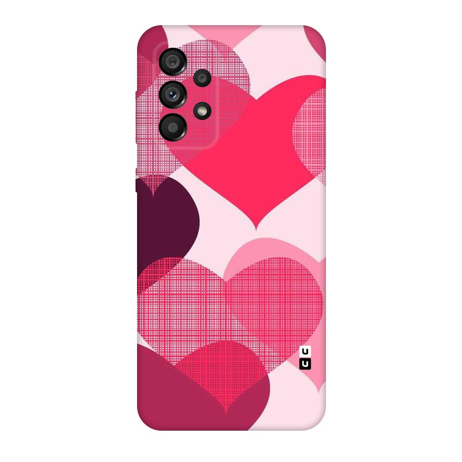 Check Pink Hearts Original Polycarbonate Back Case for Galaxy A73 5G