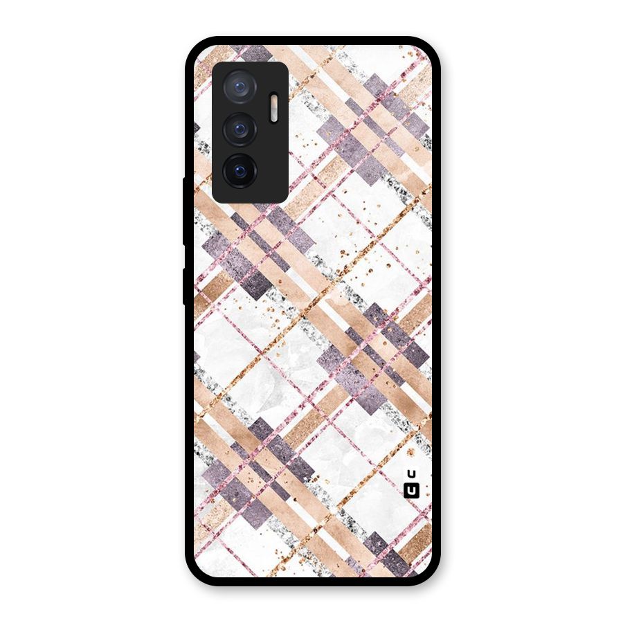 Check Trouble Glass Back Case for Vivo V23e