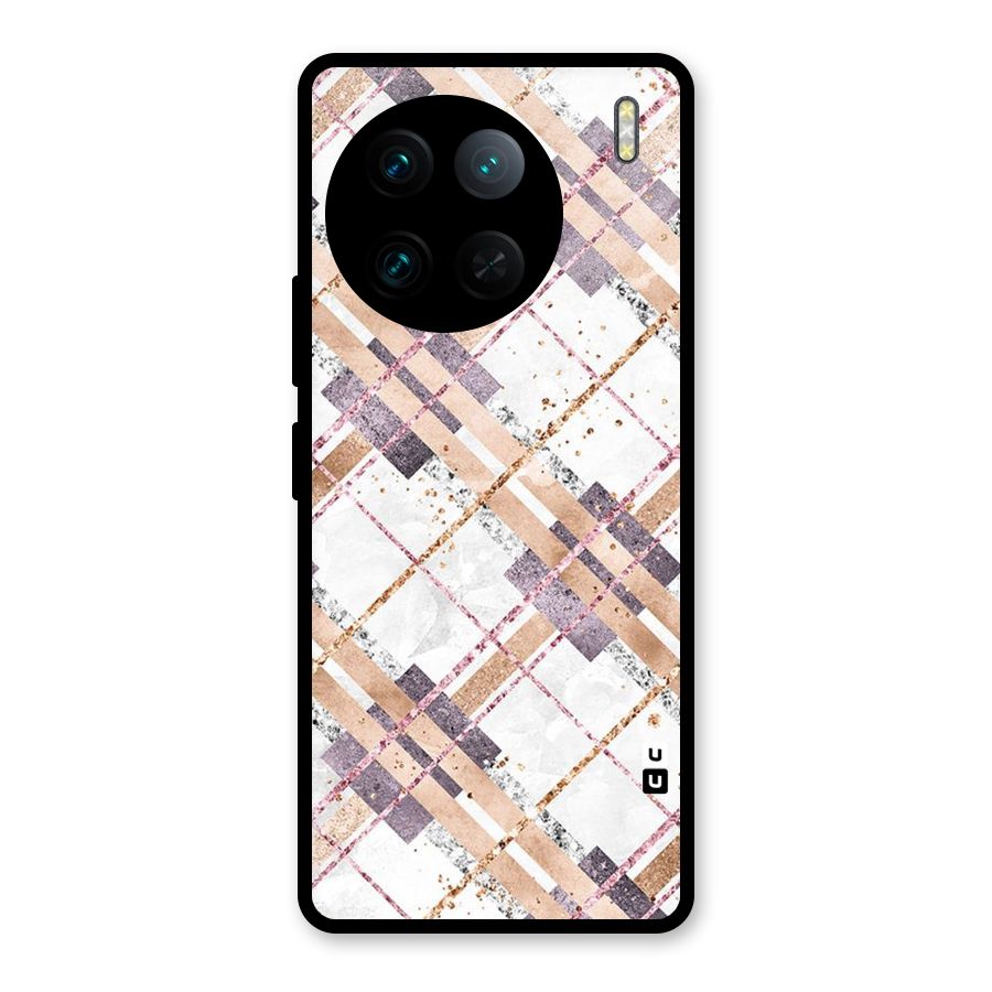 Check Trouble Glass Back Case for Vivo X90 Pro