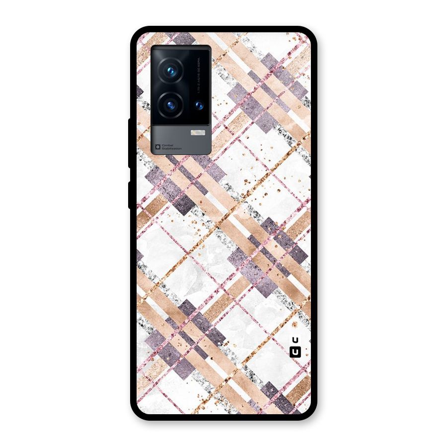 Check Trouble Glass Back Case for iQOO 9 5G