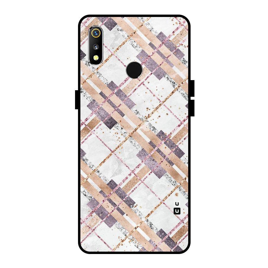 Check Trouble Metal Back Case for Realme 3i