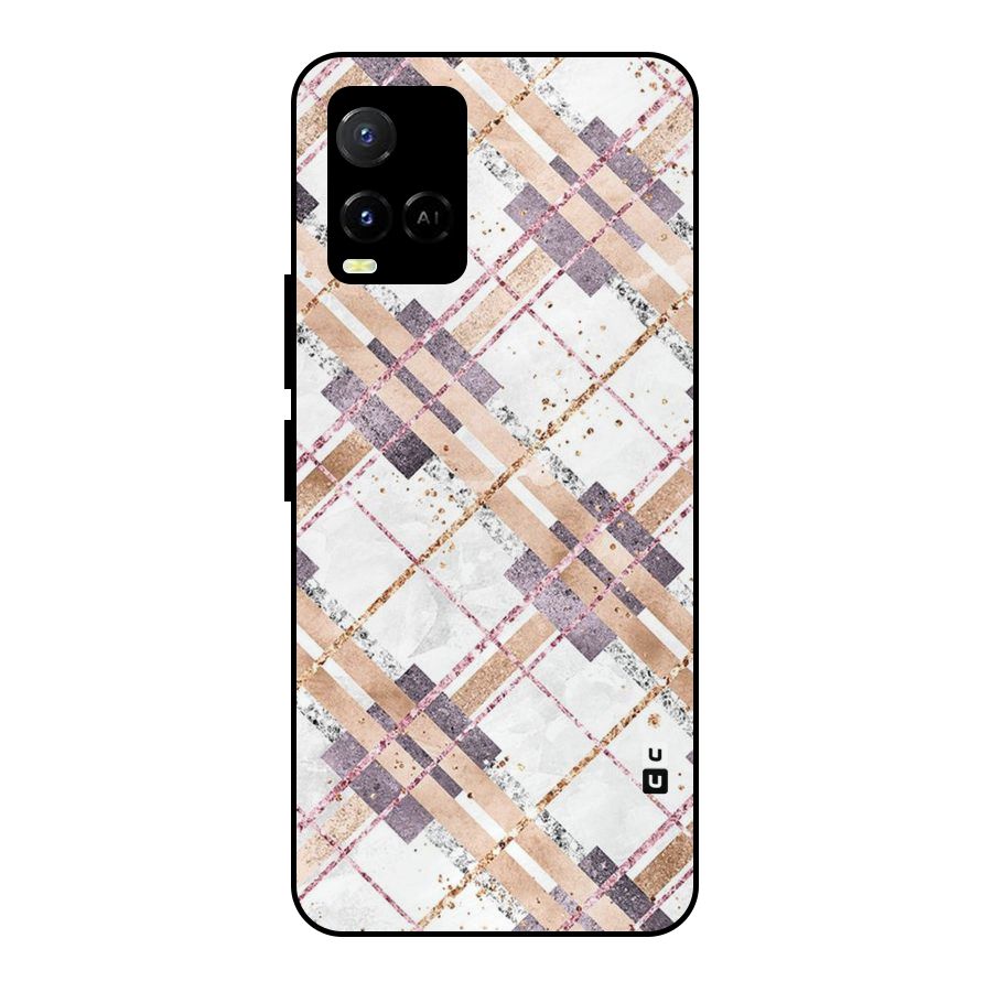 Check Trouble Metal Back Case for Vivo Y21