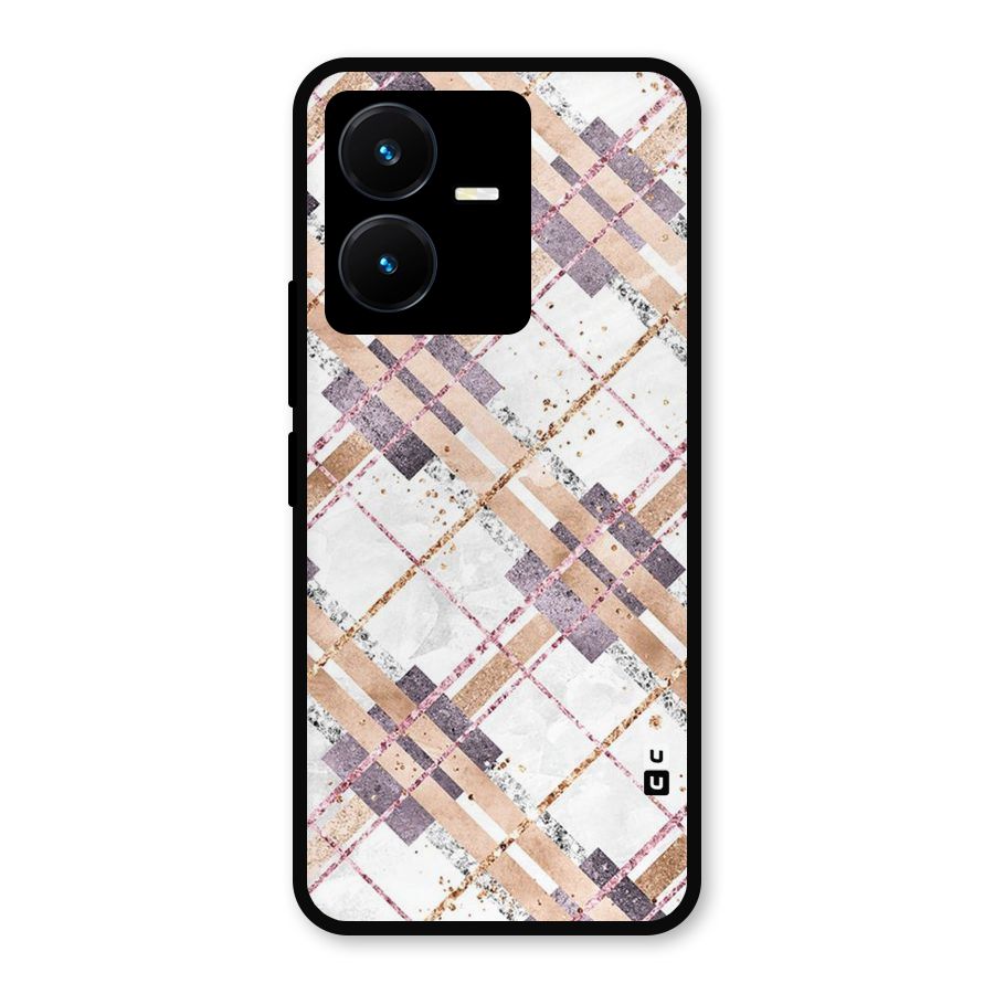 Check Trouble Metal Back Case for Vivo Y22