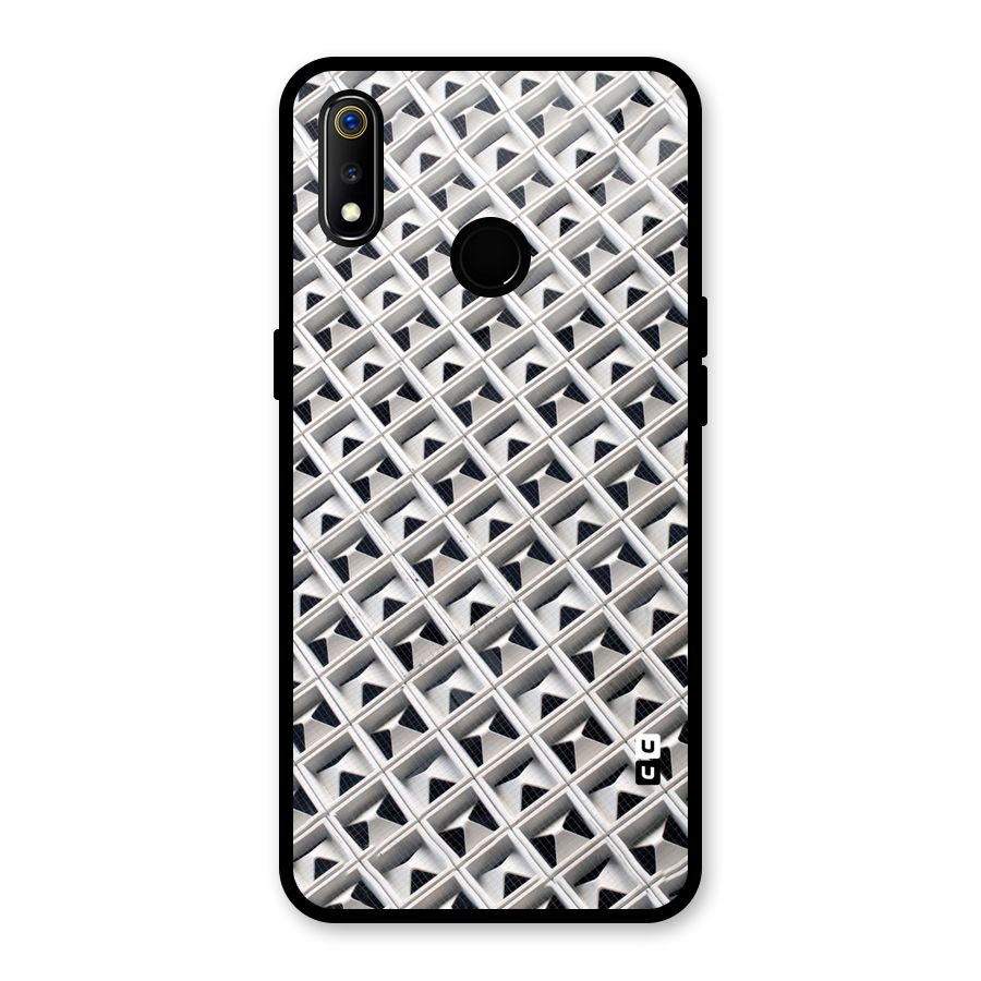 Check White Design Glass Back Case for Realme 3i