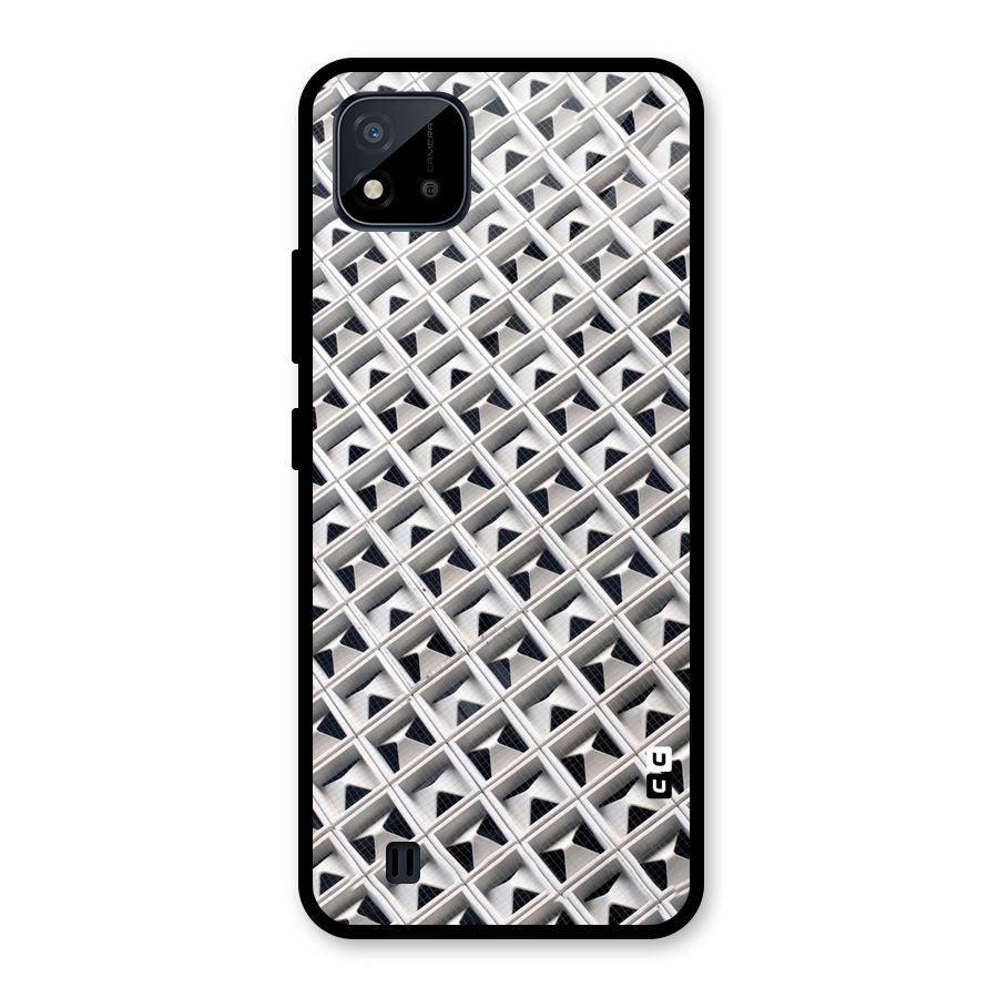 Check White Design Glass Back Case for Realme C11 2021