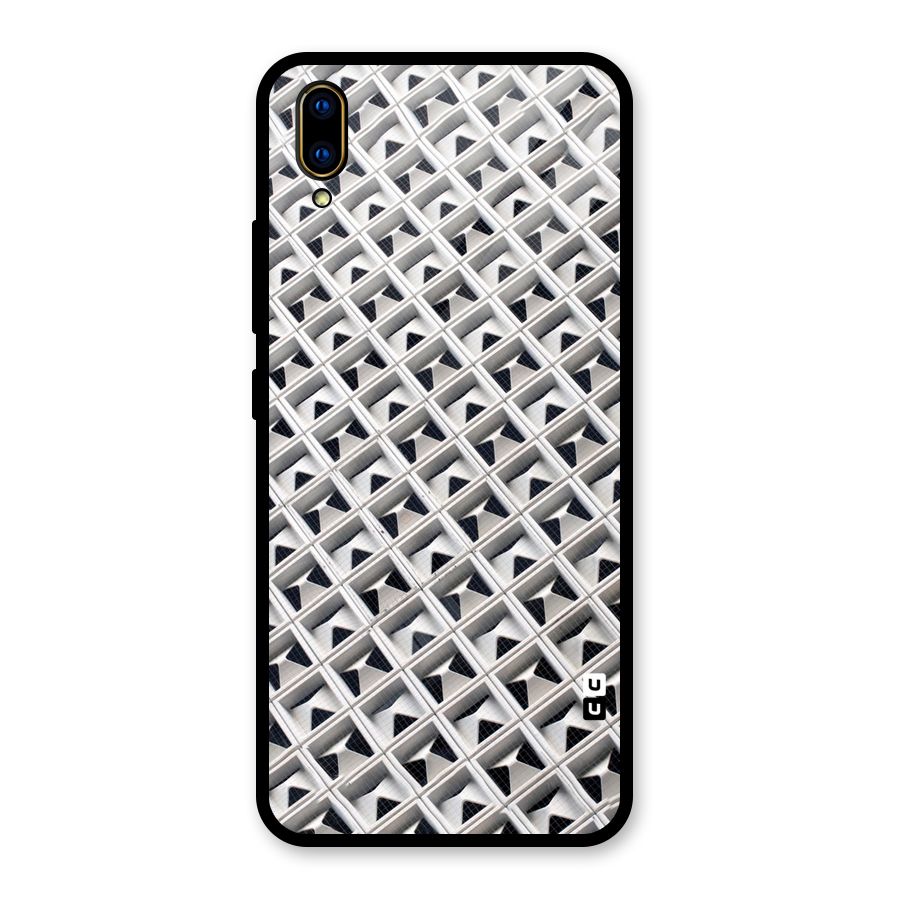 Check White Design Glass Back Case for Vivo V11 Pro
