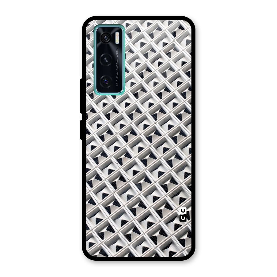Check White Design Glass Back Case for Vivo V20 SE