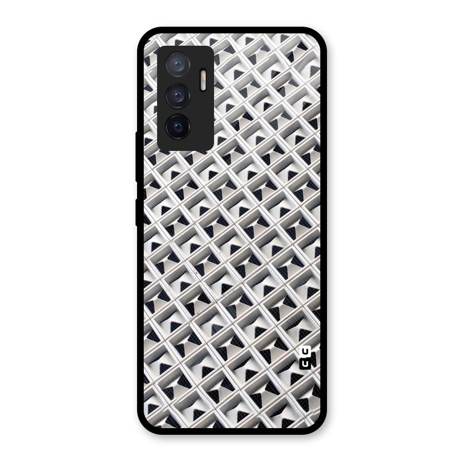 Check White Design Glass Back Case for Vivo V23e