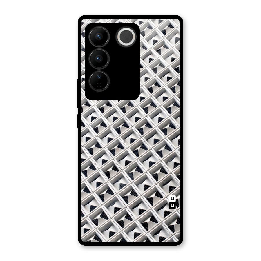 Check White Design Glass Back Case for Vivo V27