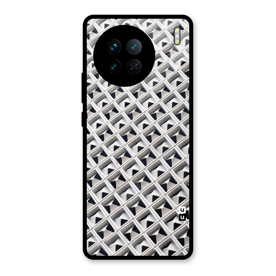 Check White Design Glass Back Case for Vivo X90
