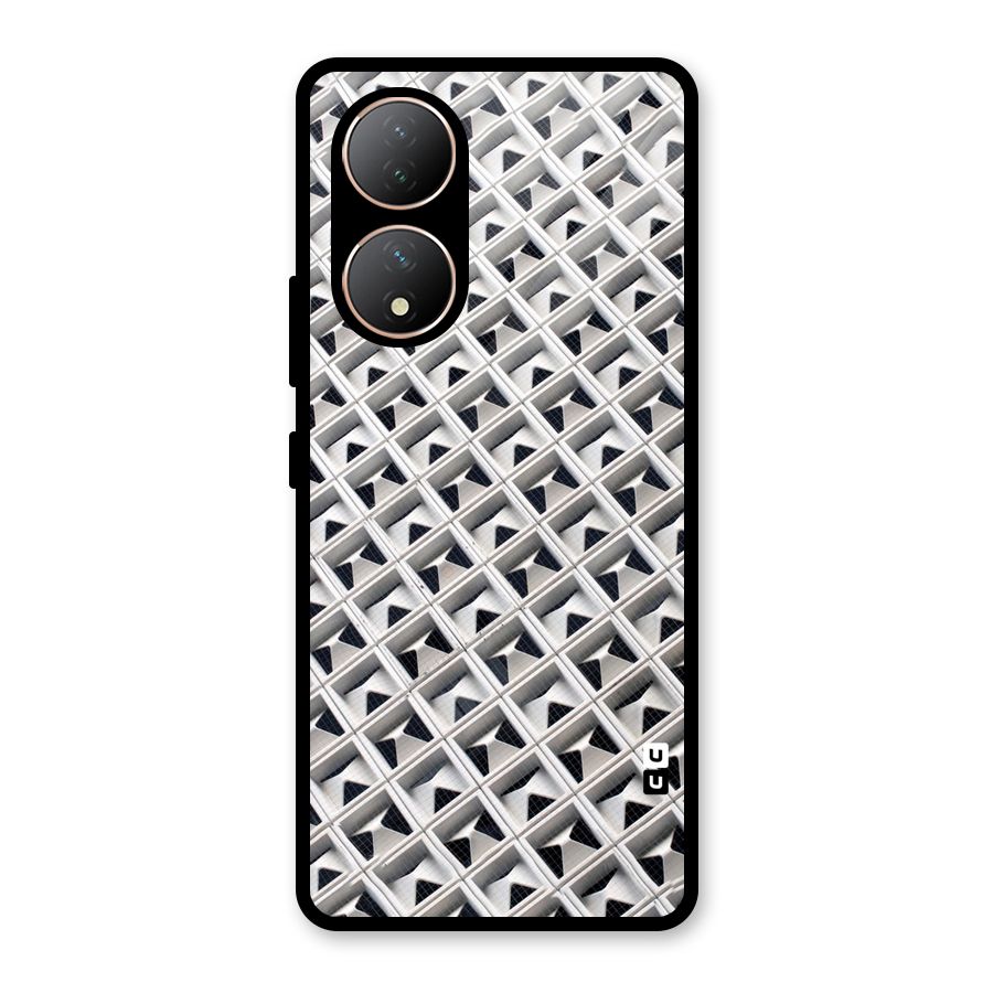 Check White Design Glass Back Case for Vivo Y100A
