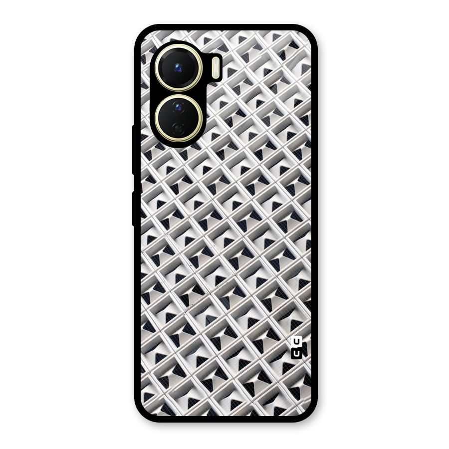 Check White Design Glass Back Case for Vivo Y16