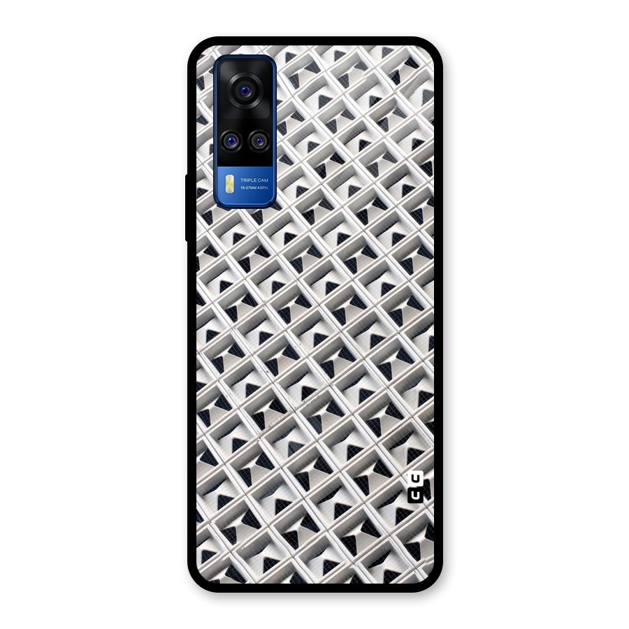 Check White Design Glass Back Case for Vivo Y31