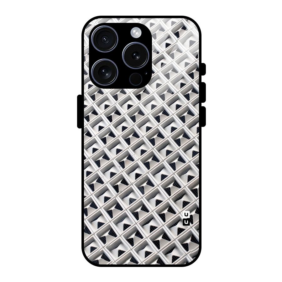 Check White Design Glass Back Case for iPhone 15 Pro