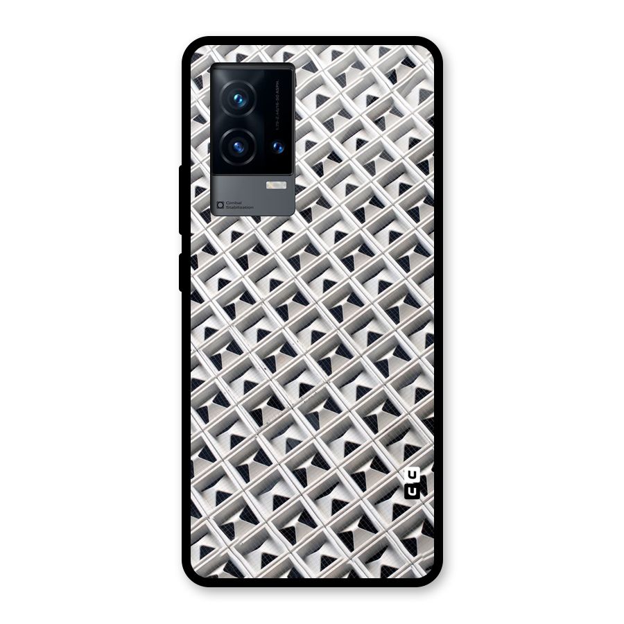 Check White Design Glass Back Case for iQOO 9 5G