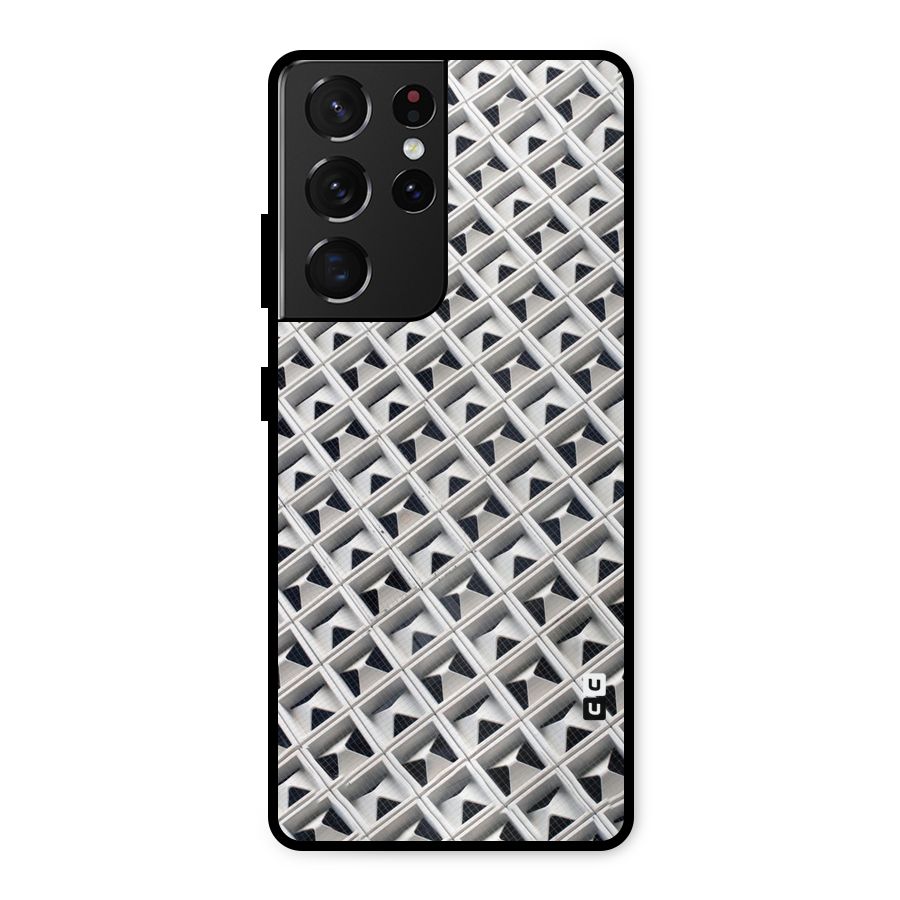 Check White Design Metal Back Case for Galaxy S21 Ultra 5G