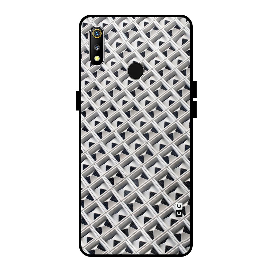 Check White Design Metal Back Case for Realme 3i