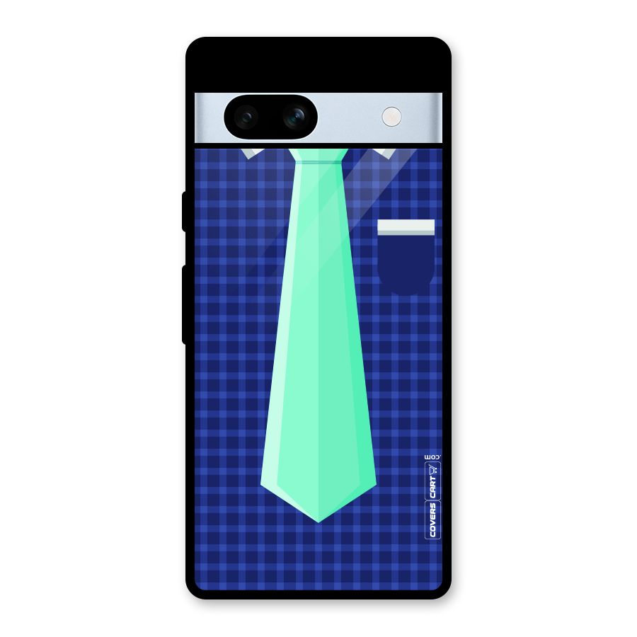 Checked Shirt Tie Glass Back Case for Google Pixel 7a