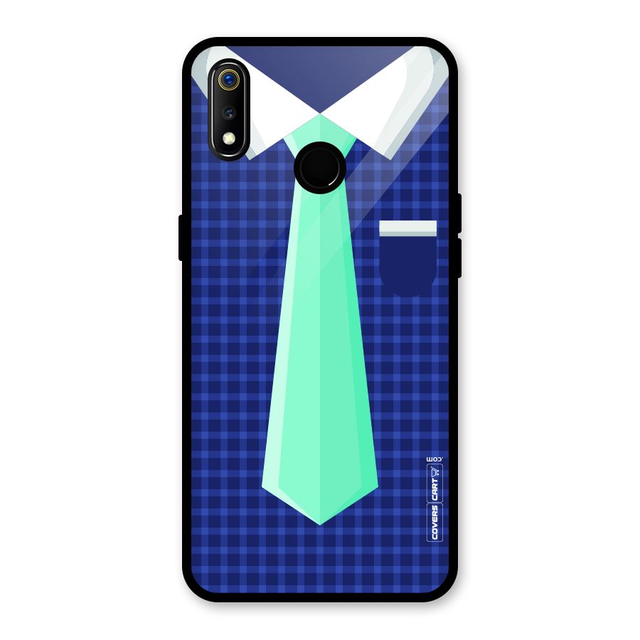Checked Shirt Tie Glass Back Case for Realme 3i
