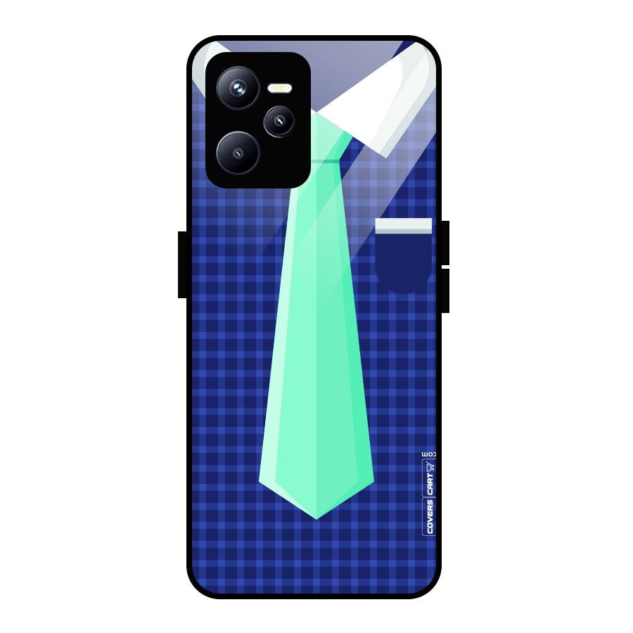 Checked Shirt Tie Glass Back Case for Realme C35