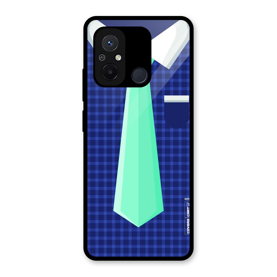 Checked Shirt Tie Glass Back Case for Redmi 12C