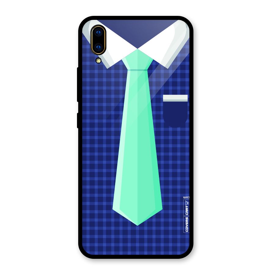 Checked Shirt Tie Glass Back Case for Vivo V11 Pro