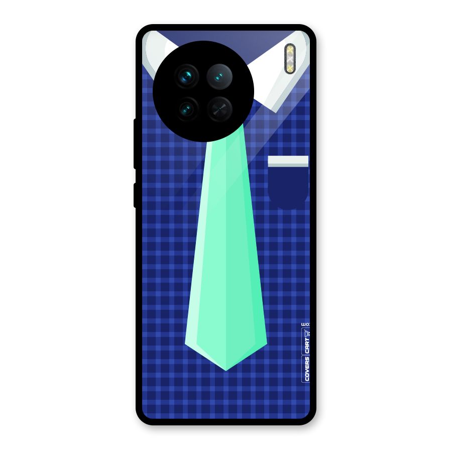 Checked Shirt Tie Glass Back Case for Vivo X90