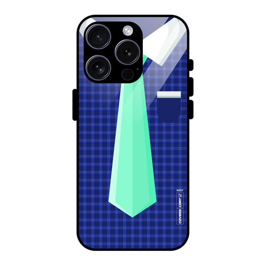 Checked Shirt Tie Glass Back Case for iPhone 15 Pro