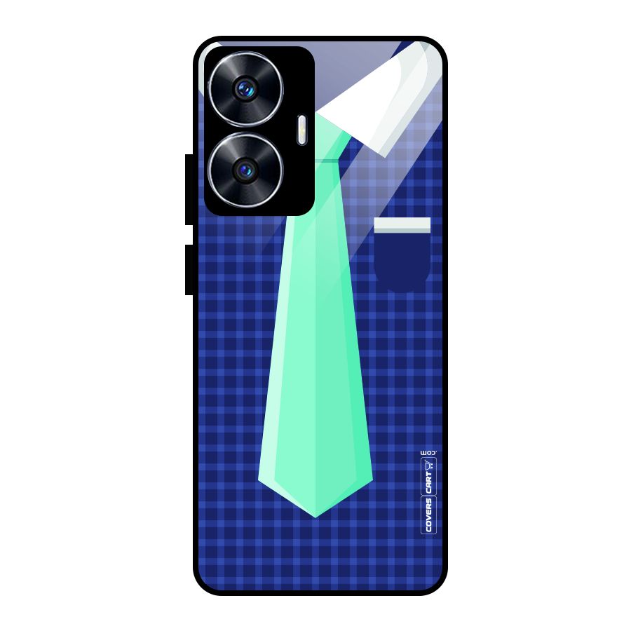 Checked Shirt Tie Glass Back Case for realme C55