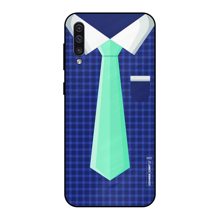 Checked Shirt Tie Metal Back Case for Galaxy A50s