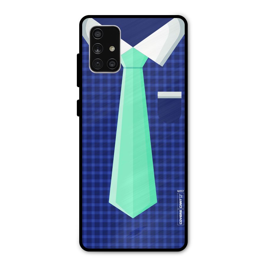 Checked Shirt Tie Metal Back Case for Galaxy A71