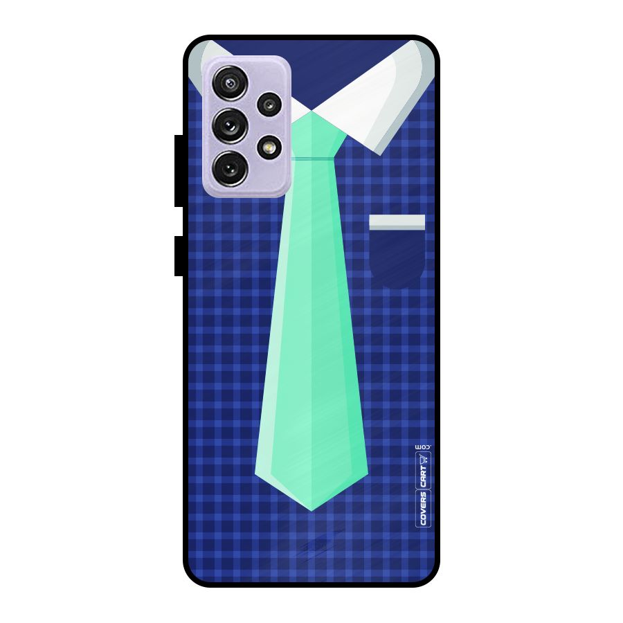 Checked Shirt Tie Metal Back Case for Galaxy A72