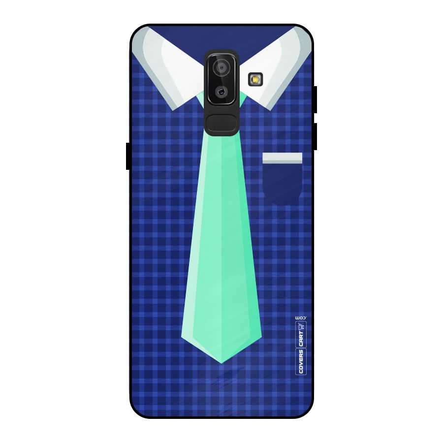 Checked Shirt Tie Metal Back Case for Galaxy J8
