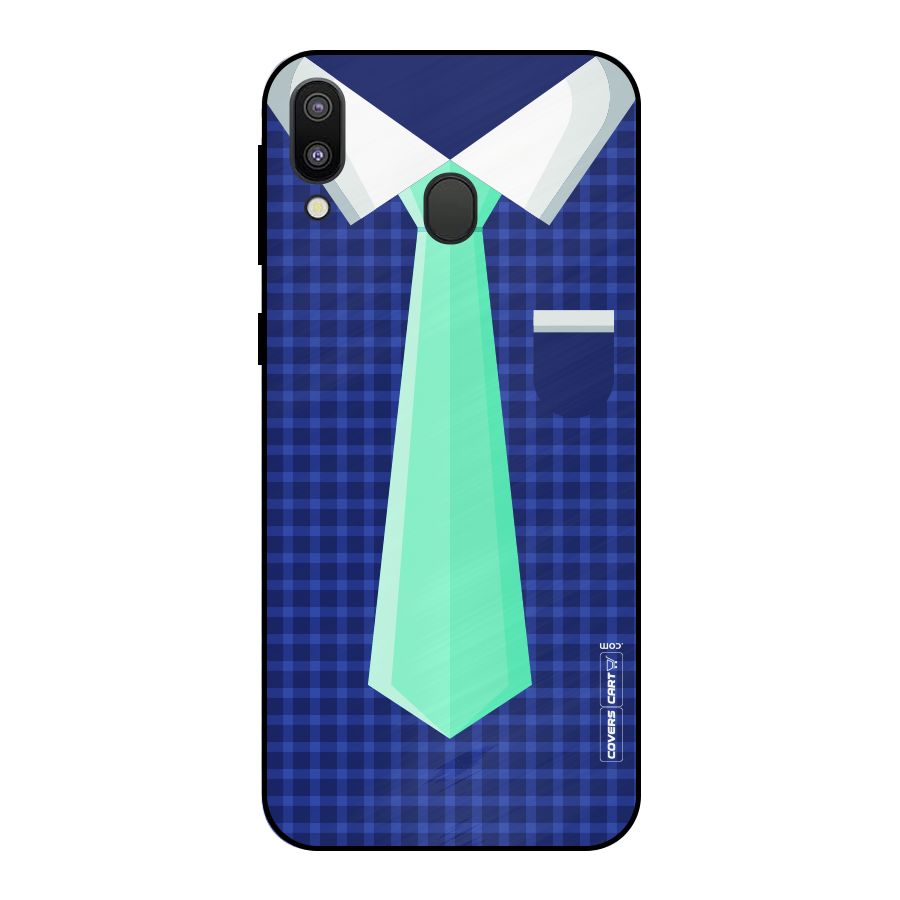 Checked Shirt Tie Metal Back Case for Galaxy M20