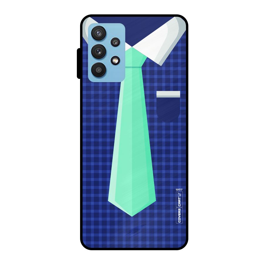 Checked Shirt Tie Metal Back Case for Galaxy M32 5G
