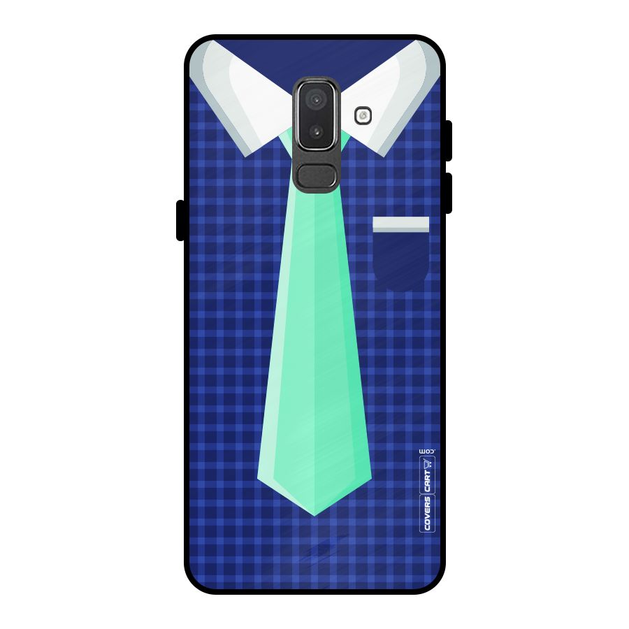 Checked Shirt Tie Metal Back Case for Galaxy On8 (2018)