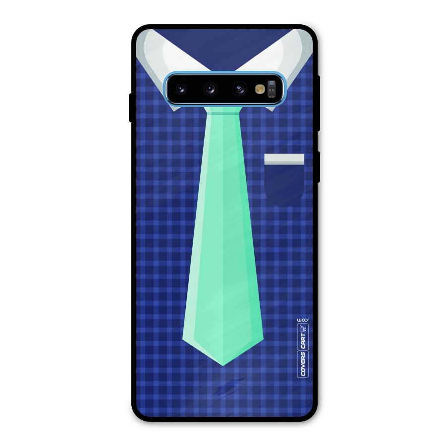 Checked Shirt Tie Metal Back Case for Galaxy S10