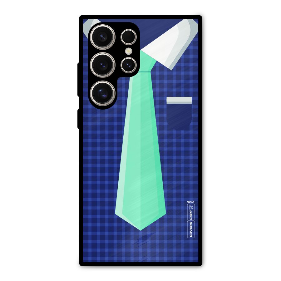 Checked Shirt Tie Metal Back Case for Galaxy S24 Ultra